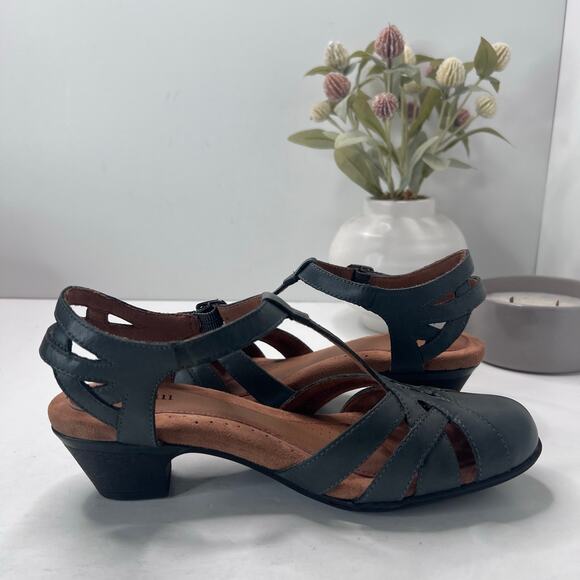 Cobb Hill Aubrey Leather T-Strap Heels Sandals Gray Women's 9B NWOB - Picture 6 of 11